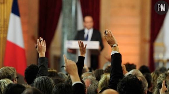 François Hollande face à la presse, en janvier 2013.