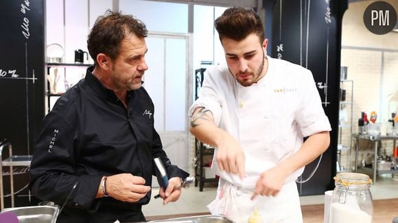 Michel Sarran et Kevin dans "Top Chef" 2015