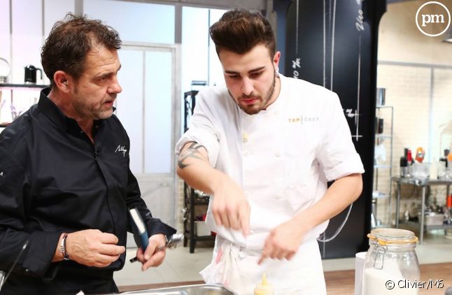 Michel Sarran et Kevin dans "Top Chef" 2015