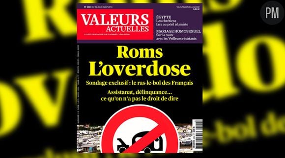 La Une de l'hebdomadaire "Valeurs Actuelles" sur les Roms.