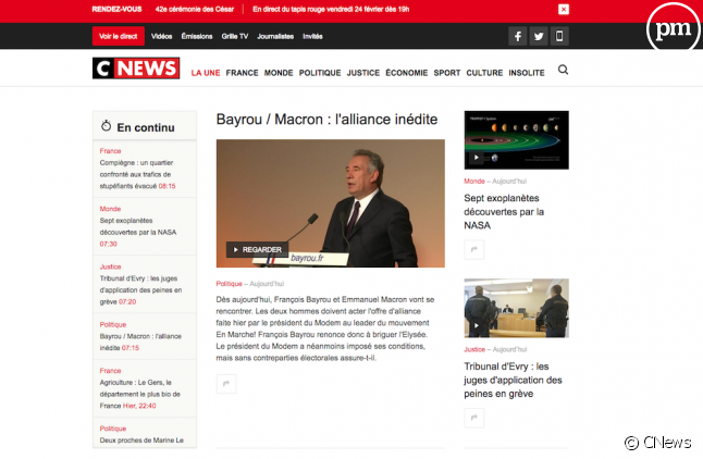 Le site de CNews (Capture)