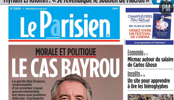 "Le Parisien" du 14 juin 2017, à l'occasion de la Journée mondiale des donneurs de sang.