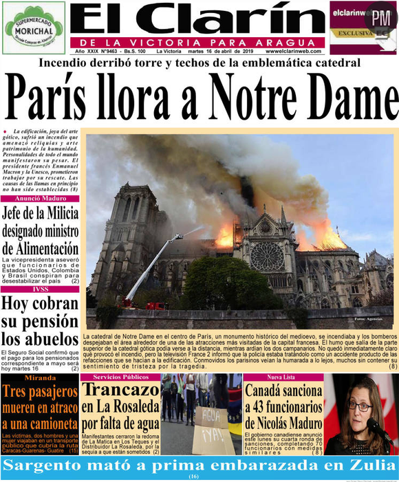 Les Unes de la presse internationale du mardi 16 avril 2019