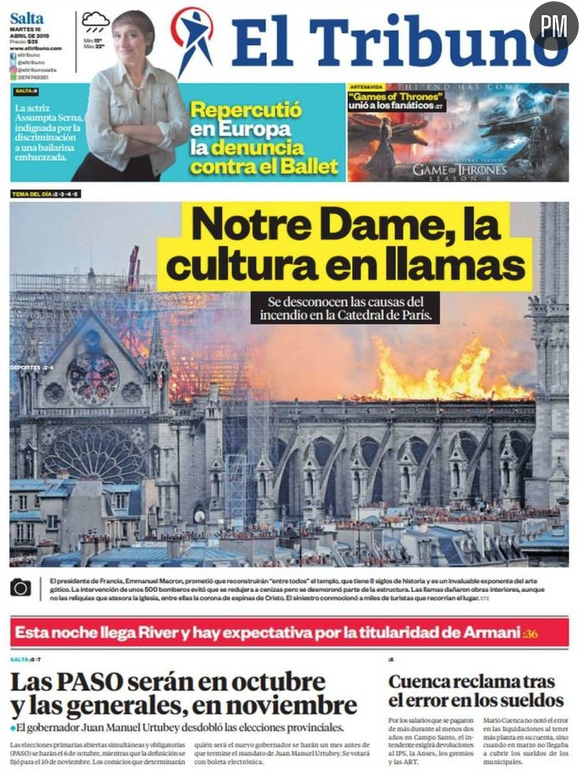 Les Unes de la presse internationale du mardi 16 avril 2019