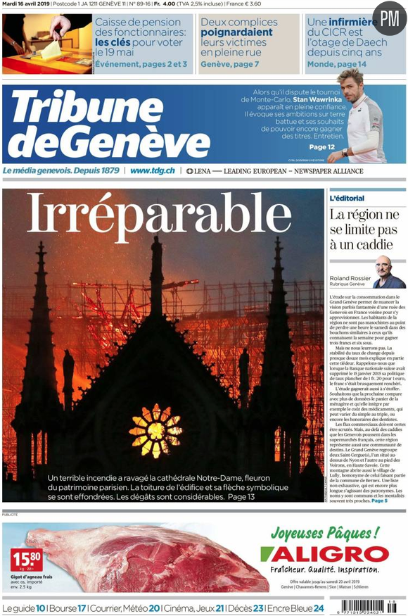 Les Unes de la presse internationale du mardi 16 avril 2019