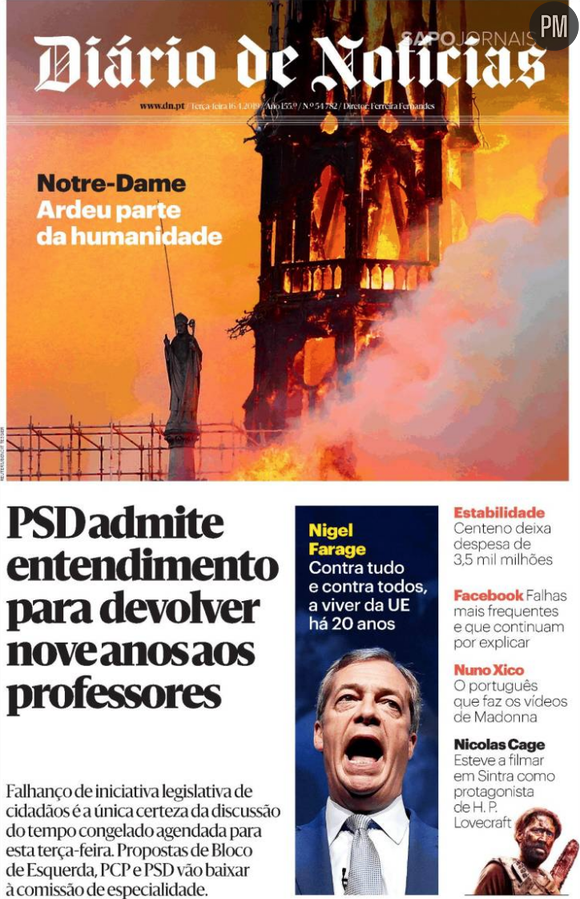 Les Unes de la presse internationale du mardi 16 avril 2019