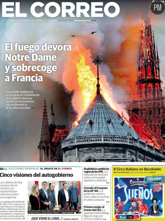 Les Unes de la presse internationale du mardi 16 avril 2019