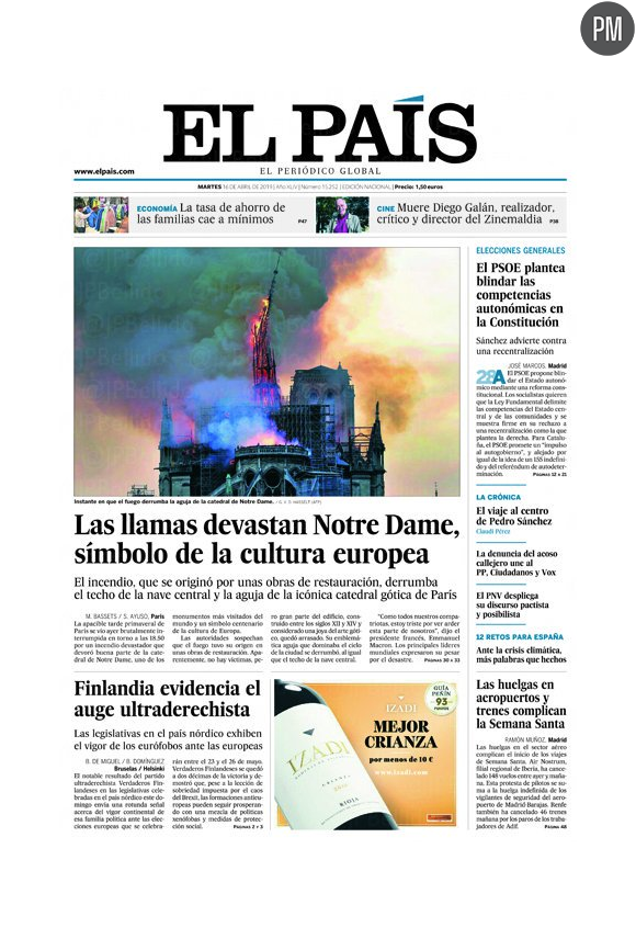 Les Unes de la presse internationale du mardi 16 avril 2019