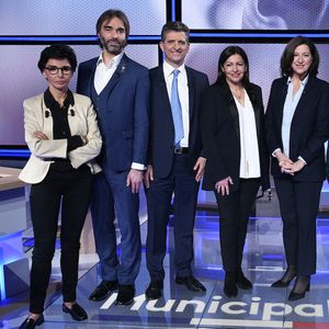 Rachida Dati, Cédric Villani, Serge Federbusch, Anne Hidalgo, Agnès Buzyn, Danielle Simonnet et David Belliard lors du débat de France 3 Paris-Île de France, Franceinfo et France Bleu Paris