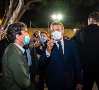 Georges Malbrunot aux côtés d'Emmanuel Macron au Liban