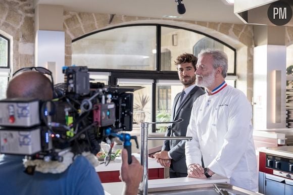 Agustin Galiana et Francis Huster sur le tournage d'"Ici tout commence"