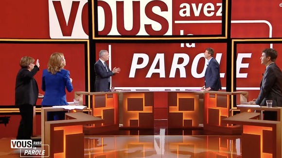 "Vous avez la parole" : Quand Yannick Jadot et Bruno Le Maire refusent... de céder la parole à Nathalie Saint-Cricq