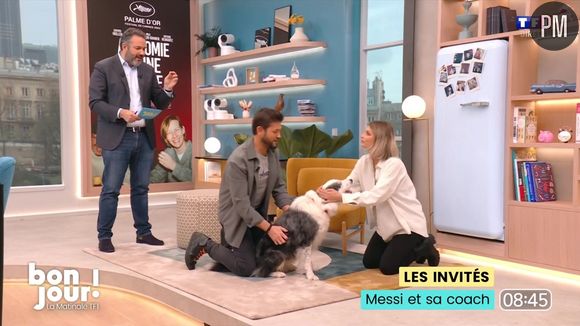 Messi et sa dresseuse Laura Martin Contini sur le plateau de "Bonjour"