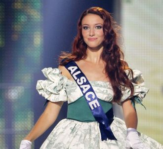 Delphine Wespiser lors de l'élection de Miss France...