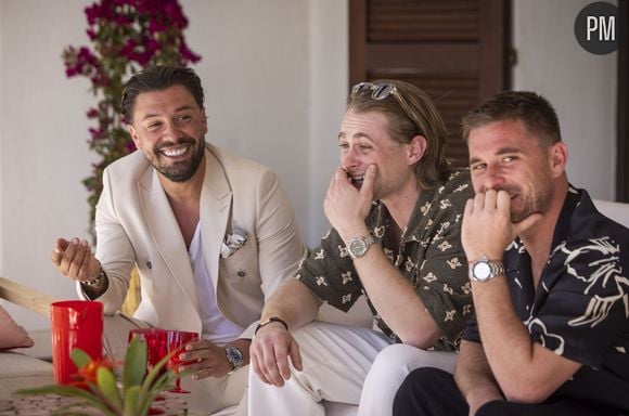 Kevin Guedj, Hugo et Tom sur le tournage de "Excape Island" sur TFX.
