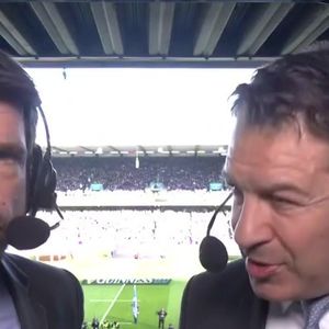 Stefan Etcheverry et Thomas Lombard aux commentaires du match "Écosse/France" heir sur TF1.
