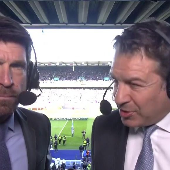 Stefan Etcheverry et Thomas Lombard aux commentaires du match "Écosse/France" heir sur TF1.