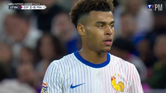 Désiré Doué avec les Bleus lors de la demi-finale de Ligue des nations contre l'Espagne, sur TF1