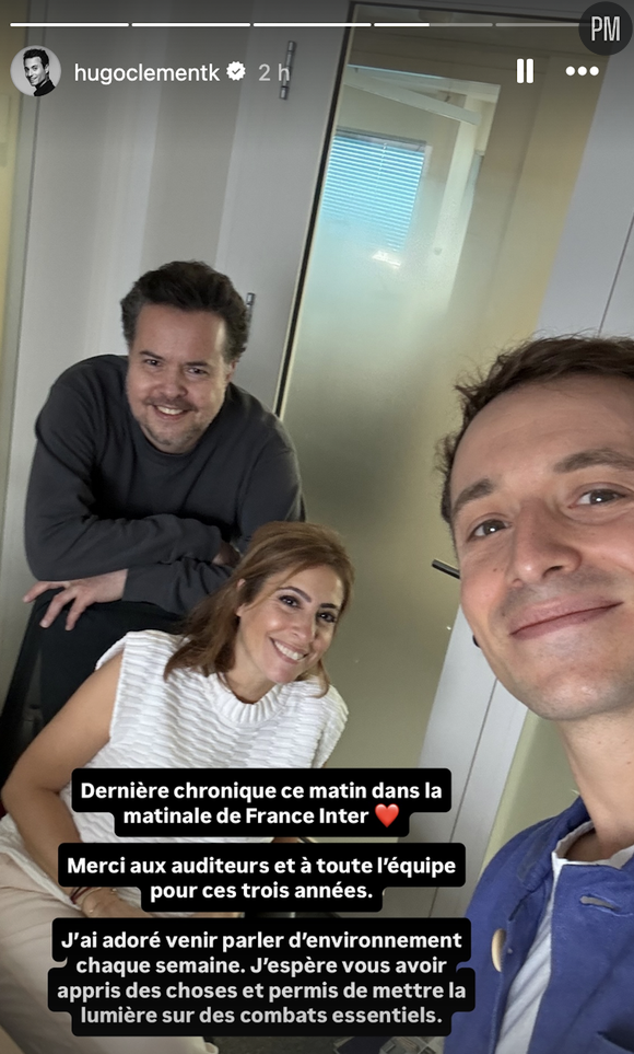 Hugo Clément annonce son départ de la matinale de France Inter sur les réseaux sociaux