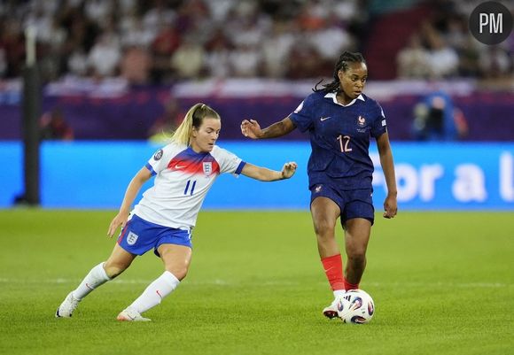 Marie-Antoinette Katoto durant le premier match des Bleues lors de l'Euro 2025. © Abaca