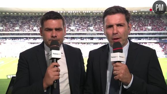Matthieu Lartot et Dimitri Yachvili aux commentaires de la demi-finale de la Coupe d'Europe de rugby sur France 2, dimanche 4 mai 2025