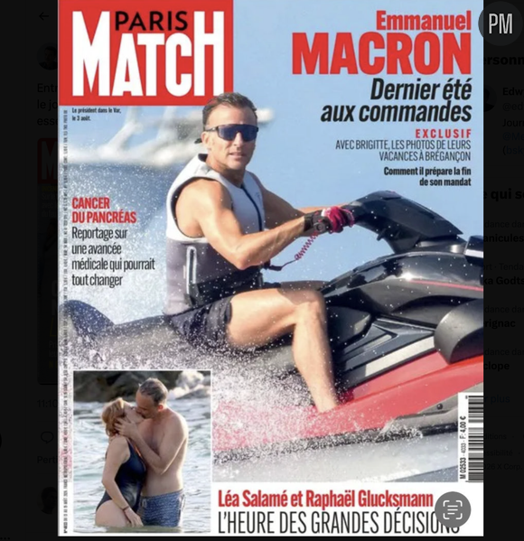 Capture d'écran de la Une du dernier numéro de "Paris Match"