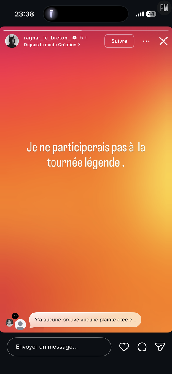 Capture Instagram de la story de Ragnar Le Breton