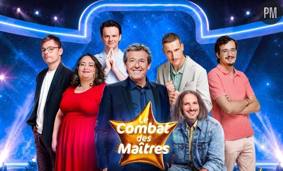 Jean-Luc Reichmann entouré des plus grands maîtres de midi : Émilien, Xavier, Céline, Paul, Timothée et Cyprien.
© JP BALTEL / TF1