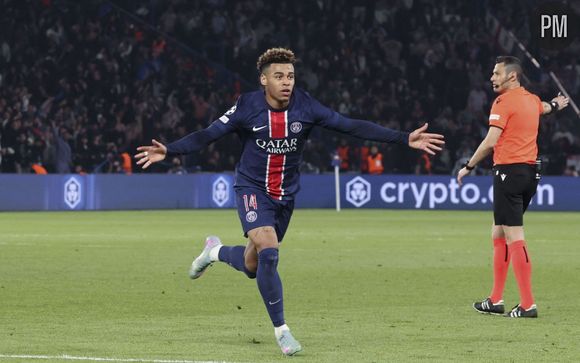 Désiré Doué, auteur du 1er but du PSG contre Aston Villa ce mercredi 9 avril 2025 en Ligue des champions