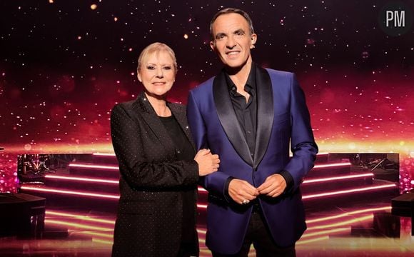 Dorothée et Nikos Aliagas sur le plateau de "Merci Dorothée", émission diffusée le 24 janvier 2025