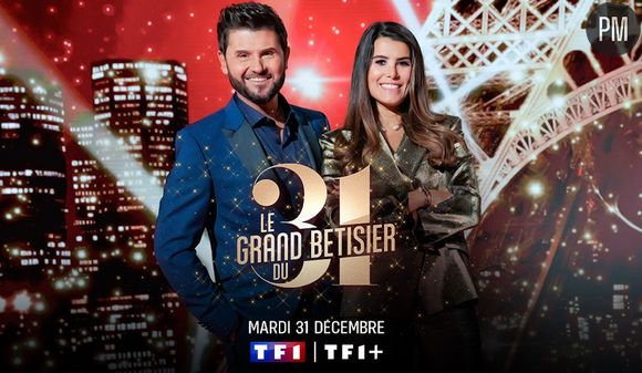 Christophe Beaugrand et Karine sur leur 31 pour fêter le réveillon avec les téléspectateurs de TF1.