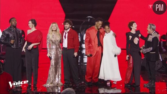 Les 4 coachs et les 4 finalistes de "The Voice" sur TF1.